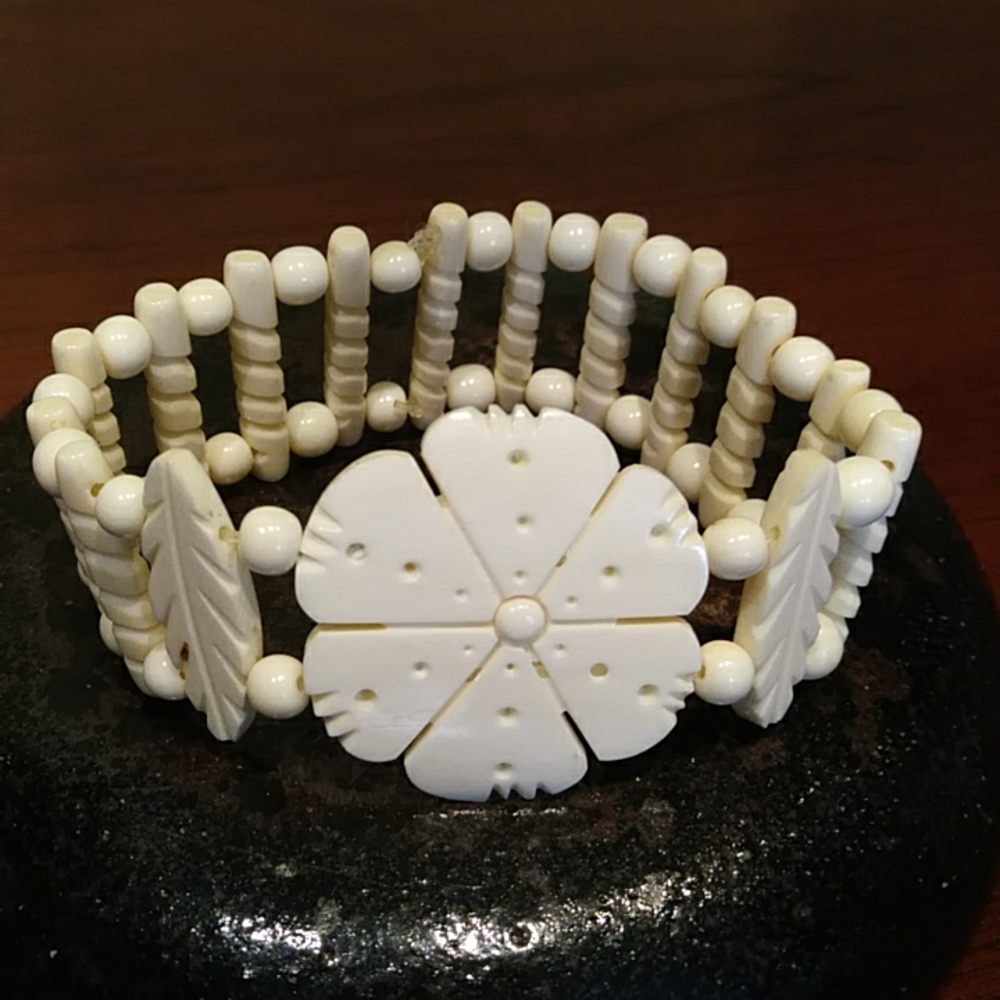 Vintage faux carved ivory bracelet